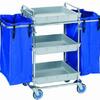 Chrome Housekeeping Trolley 3 Trays and 2 Bags